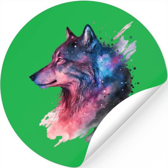 Wolf Print, Cosmic Wolves, Animal Print, Cosmos Stickers