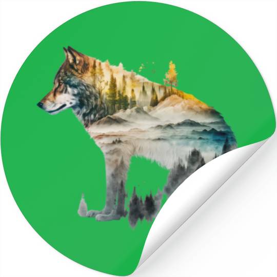 Wolf Print, Cosmic Wolves, Animal Print, Cosmos Stickers