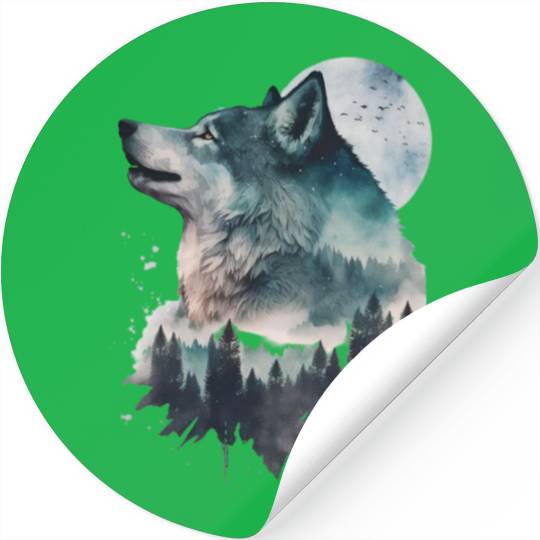 Wolf Print, Cosmic Wolves, Animal Print, Cosmos Stickers