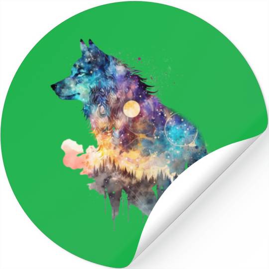 Wolf Print, Cosmic Wolves, Animal Print, Cosmos Stickers