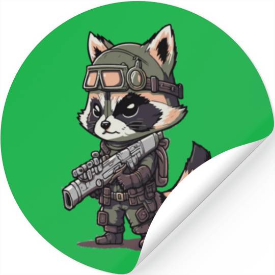 Angry wild raccoon with gun Stickers