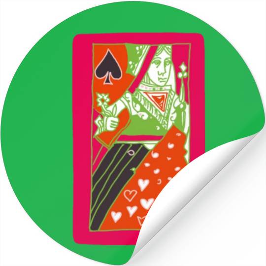 Red Queen Of Spades Playing Card Stickers