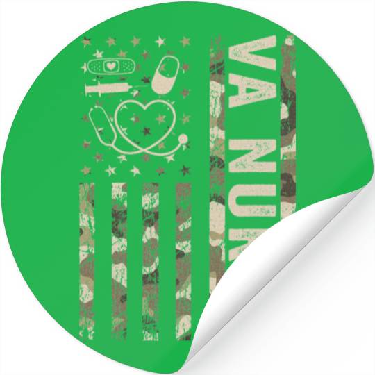 VA Nurse Camouflage Patriotic US Flag Nurse Life Stickers