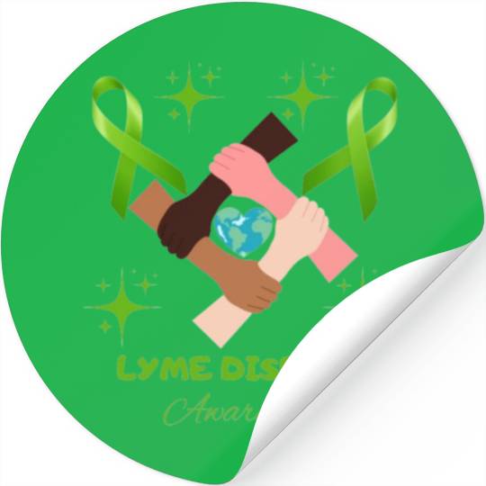 Lime Green Ribbon Lyme Disease Awareness Stickers