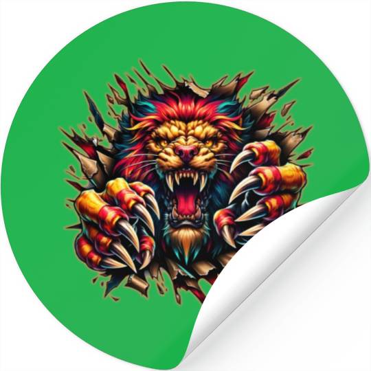 AI Lion Ripping Through Out Stickers