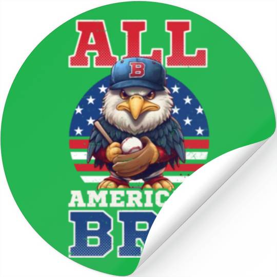 4th Of July Baseball All American Bro Eagle Stickers