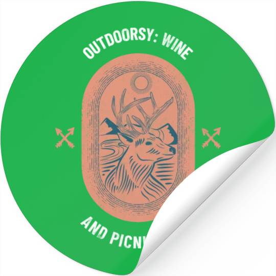 Outdoorsy Wine And Picnic Vibes Camping Women Stickers