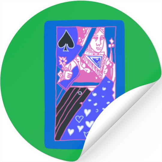 Blue Queen Of Spades Playing Card Stickers