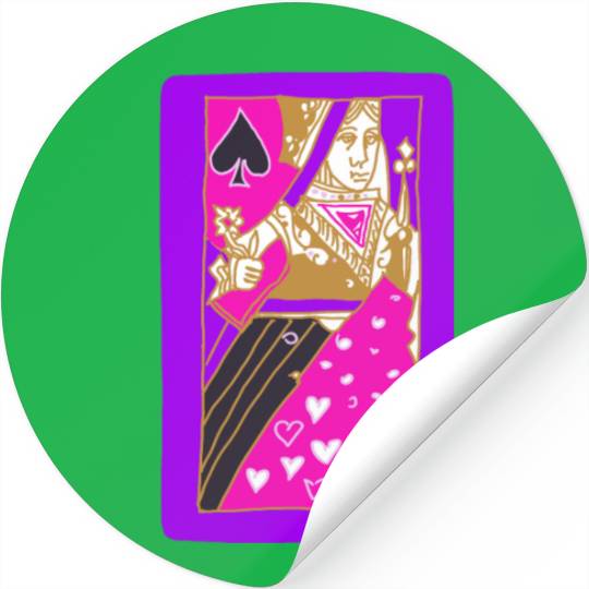 Purple Queen Of Spades Playing Card Stickers