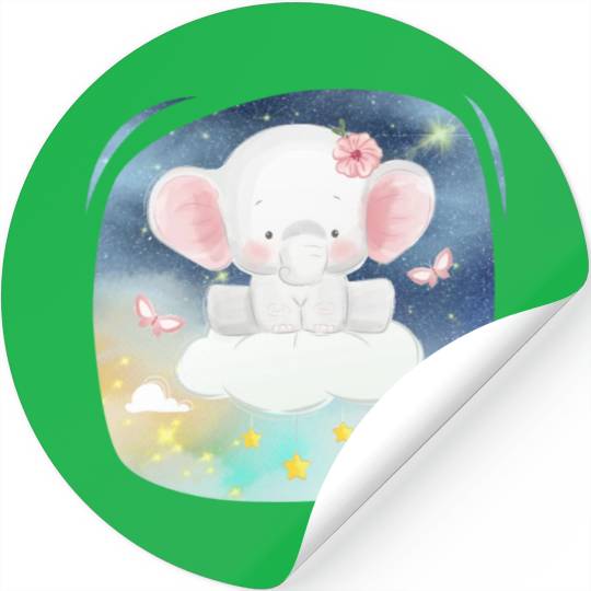 Baby Elephant Ride Up To Sky Using Cloud Excited Stickers