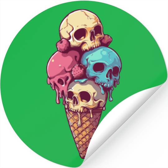 skull ice cream Stickers