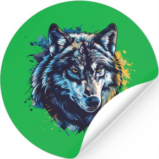 Alpha Wolf Paint Splash Stickers