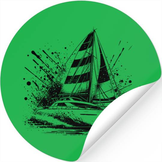 Sailing Boat Double Hull Catamaran With Sails Stickers