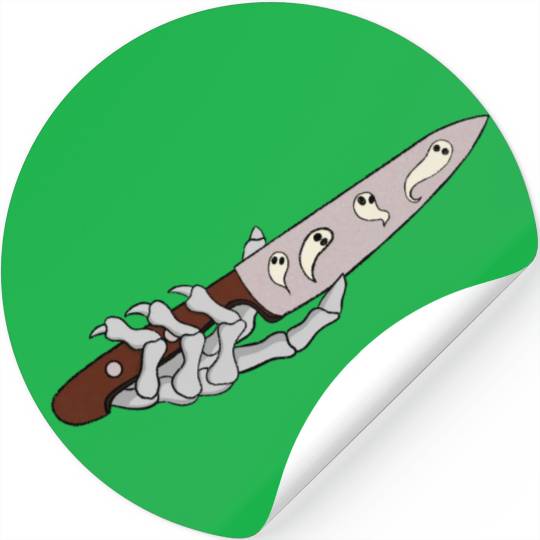 Skeleton Hand with Ghostly Dagger Theme Stickers