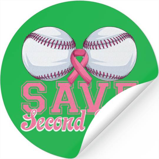 Save Second Softball Base Breast Cancer Awareness Stickers