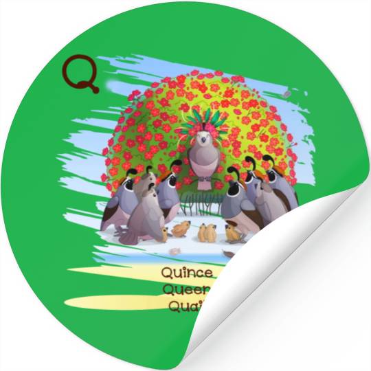 Unique Creative Cute Q Alphabet Quince Queen Quail Stickers