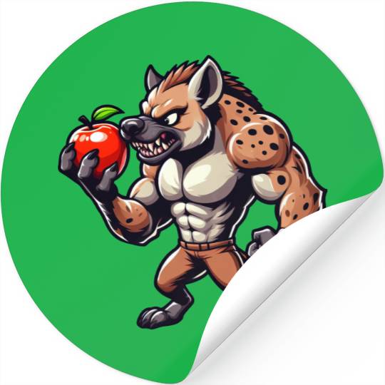 Hyena Enjoying Apple Fitness Workout Stickers