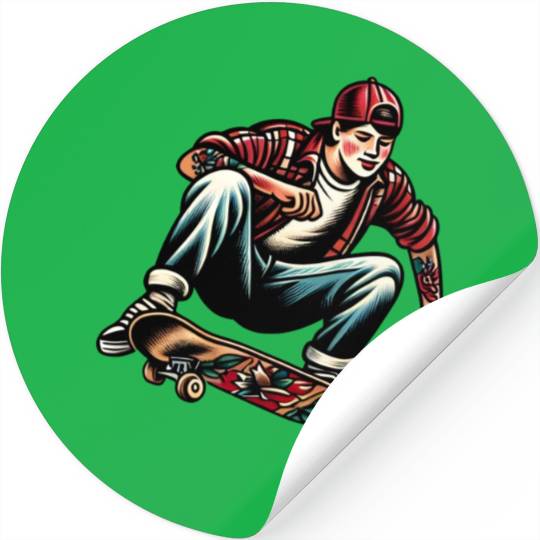 AI Old School 90s Teen Skater Stickers