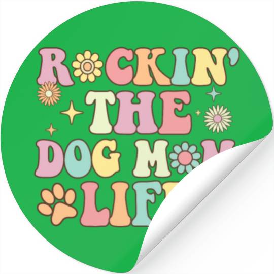 Groovy Golden Doodle Mom Dog Lover Rockin' The Dog Stickers