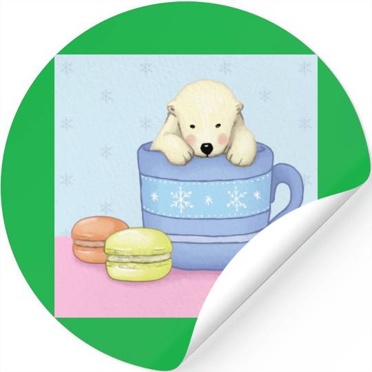 Cute Polar Bear Illustration (Color) Stickers