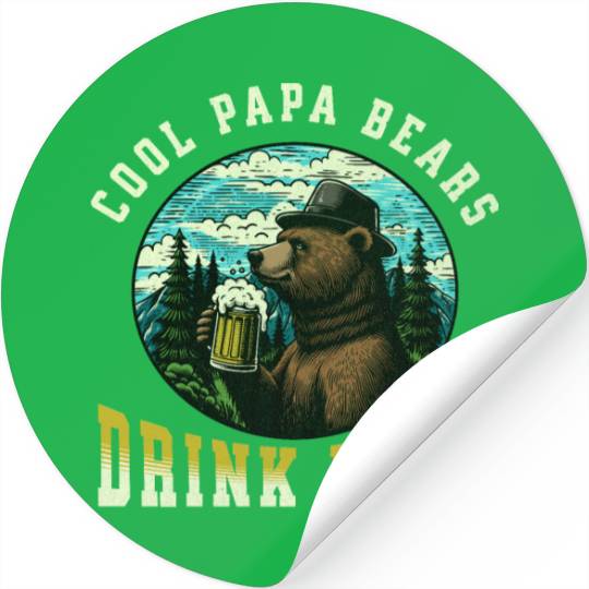 Cool Papa Bears Drink Beer Stickers