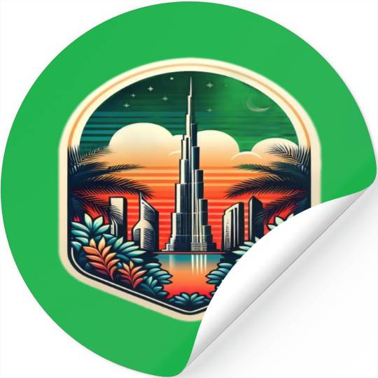 Dubai City United Arab Emirates Vintage Travel Stickers