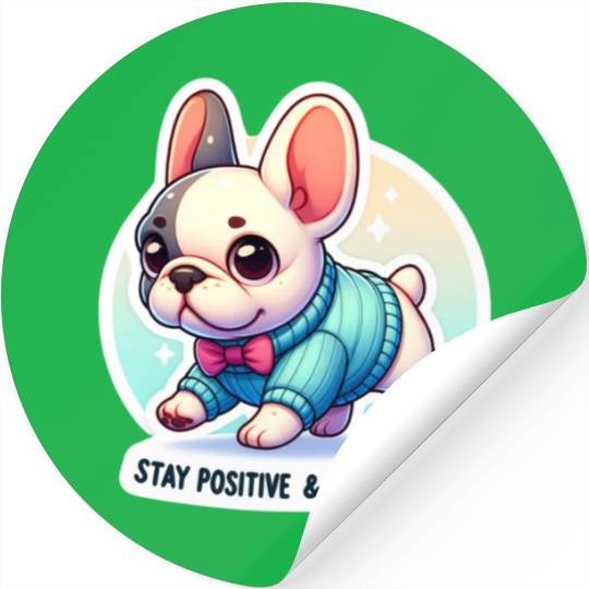 Stay Positive French Bulldog Motivational Words Stickers