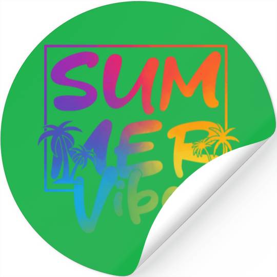 Summer Vibes Colorful Palm Retro Summer Stickers