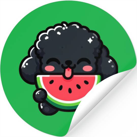 Summery Poodle with Watermelon Stickers