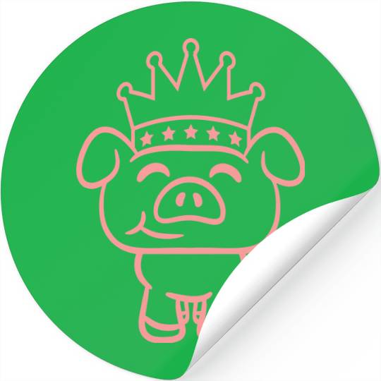 Pig King Queen Crown Prince Princess Piggy Piglet Stickers