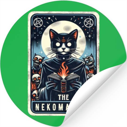 The Nekomancer Funny Tarot Necromancer Cat Pun Stickers
