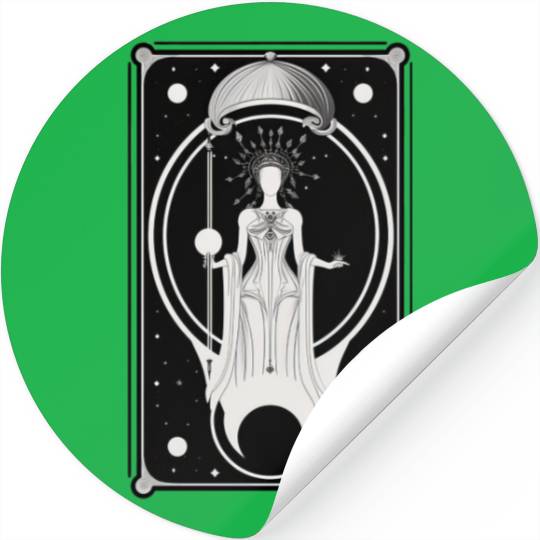 Crescent Moon Tarot Card Astrology Occult Stickers