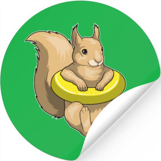 Squirrel Swimming Swim ring Stickers
