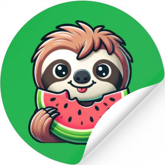 Sloth Summer Fruit Melon Stickers