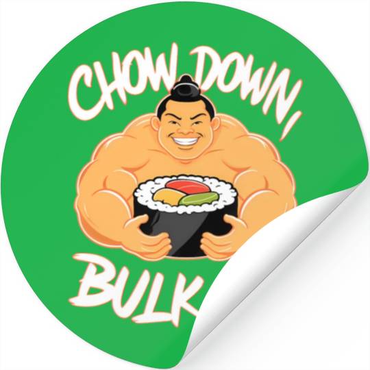 Sumo Wrestler Eating Sushi Stickers