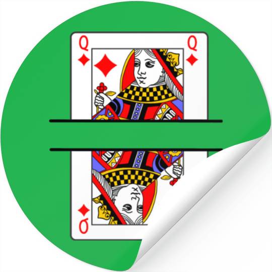 Playing card queen of diamonds with banner space Stickers