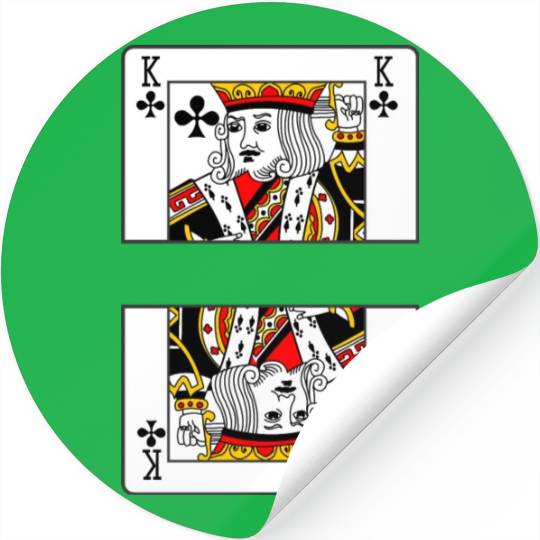 Playing card clover king with banner space Stickers