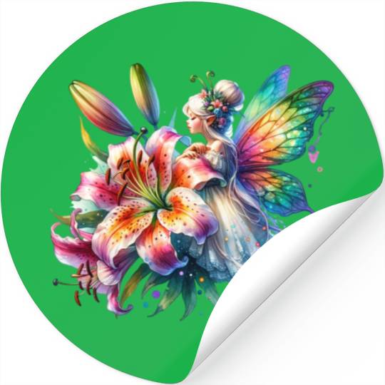 Tiger Lily Fairy Floral Fantasy Watercolor Stickers