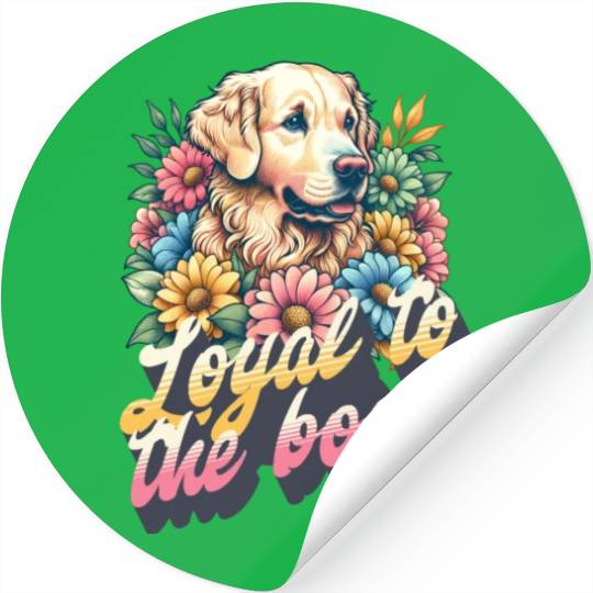 Loyal to the bone -floral golden retriever design Stickers