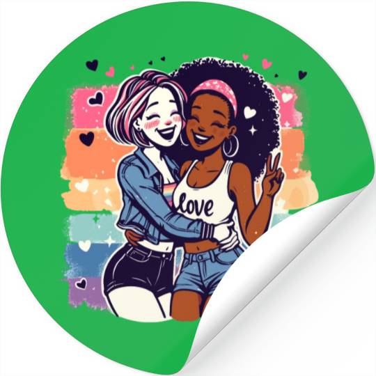 Cute Sapphic Lesbian Whitey Melanin Rainbow Pride Stickers