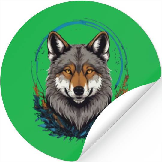 Flag Wolves July Howling Wolf Stickers