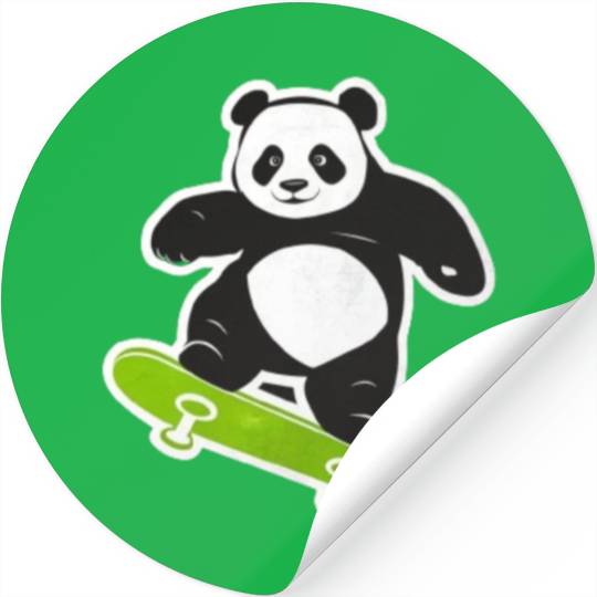 Cute Panda Skater Green Stickers