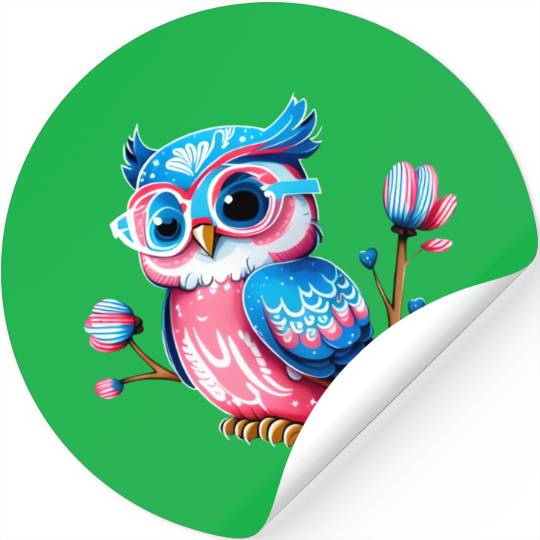 Red White and Blue Owl Stickers