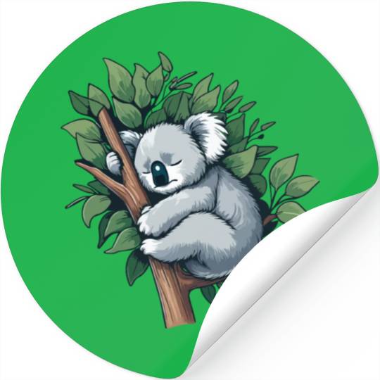 Slumbering Koala: Peaceful Tree Hugger Stickers