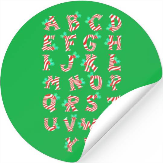 Christmas Alphabet Candy Cane Stickers