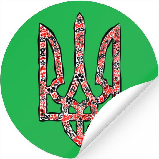 Ukraine trident Tryzub in red and black colors Stickers