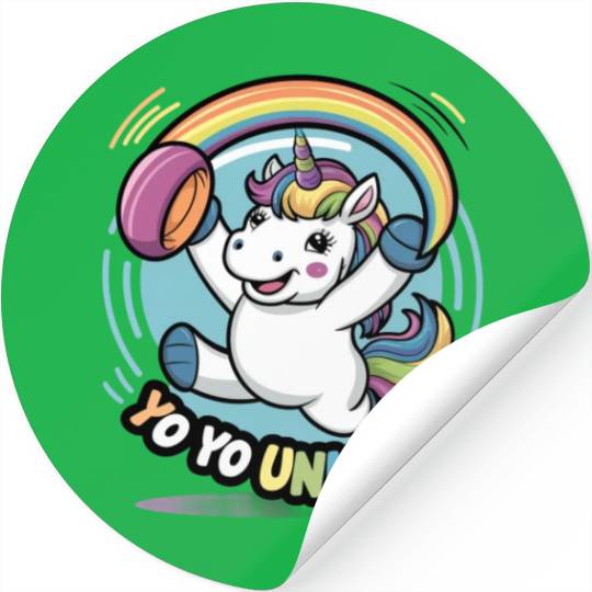 Funny YoYo Unicorn Rainbow Skill Stickers