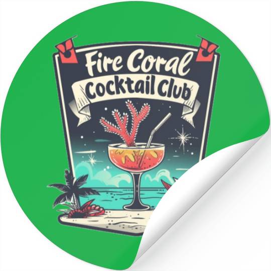 Fire Coral Cocktail Club Stickers
