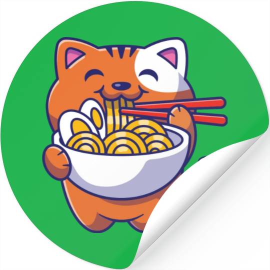 Cat Ramen Noodle Japanese Anime Manga Ramen Kawaii Stickers