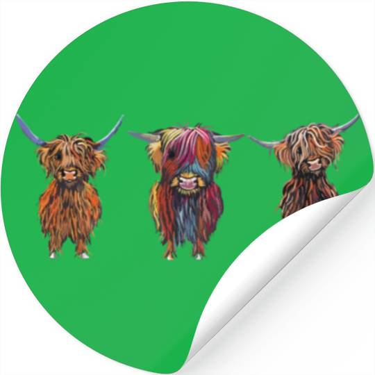 CoW PRiNT ANiMaL PRiNT HiGHLaND CoWS ' ALL THRee ' Stickers